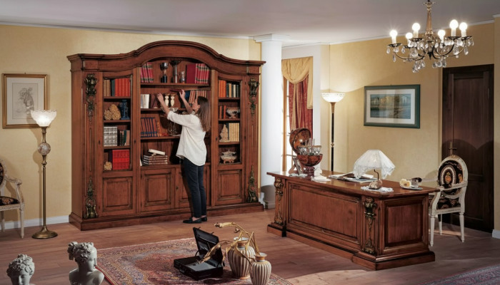 Clásica estantería café para libros, muebles de oficina, estantes, diseño, armario.