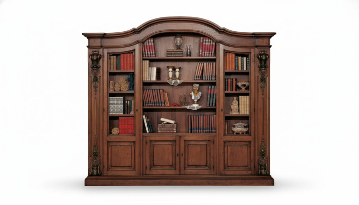 Clásica estantería café para libros, muebles de oficina, estantes, diseño, armario.