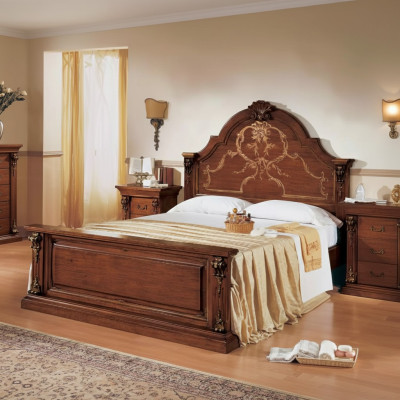 Dormitorio Cama de madera 160x200 Camas Marrón Cama doble Muebles
