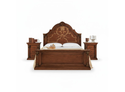 Dormitorio Cama de madera 160x200 Camas Marrón Cama doble Muebles