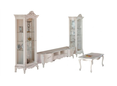 Salón blanco conjunto de muebles de lujo TV stand 2 vitrinas mesa de centro.