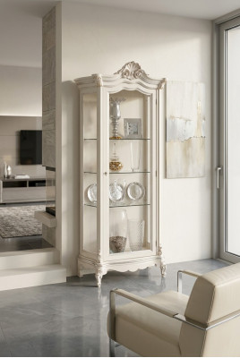 Vitrina de lujo Armario de madera Diseño de armarios blanco Muebles italianos Vitrinas