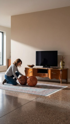 Soporte de TV, aparador de RTV, mesa de madera para sala de estar en color marrón, muebles de TV nuevos.