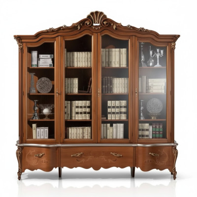 Clásica vitrina de madera maciza de lujo para libros, muebles, estantes, armario.