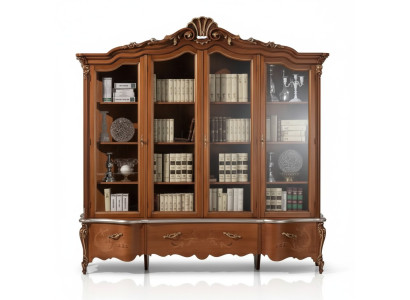 Clásica vitrina de madera maciza de lujo para libros, muebles, estantes, armario.
