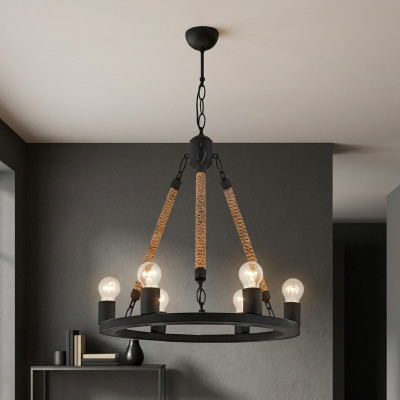 Lámpara de techo moderna negra con candelabro y lámpara de techo.
