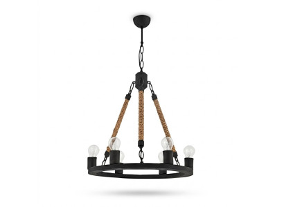 Lámpara de techo moderna negra con candelabro y lámpara de techo.
