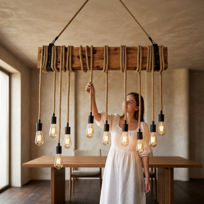 Lámpara Mesa de comedor Lámpara de techo Lámpara de araña Lámpara de madera Luces