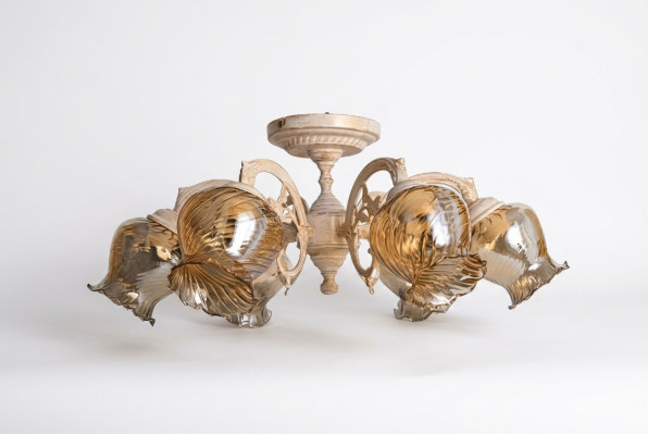 Lámpara de techo Candelabro Lámpara Araña Lámparas Vidrio Beige Arte