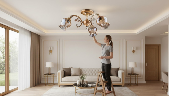 Lámpara de araña Lámpara de techo Candelabro Lámpara de techo Lámpara de vidrio Dorado Arte