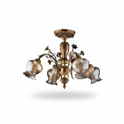 Plafonniere, lámpara de araña de flores, candelabro, lámpara de techo, lámpara de vidrio marrón.