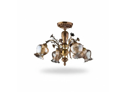 Plafonniere, lámpara de araña de flores, candelabro, lámpara de techo, lámpara de vidrio marrón.