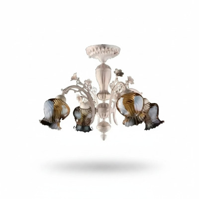 Lámpara de techo Candelabro de techo Flor Candelabro Lámpara de araña Vidrio