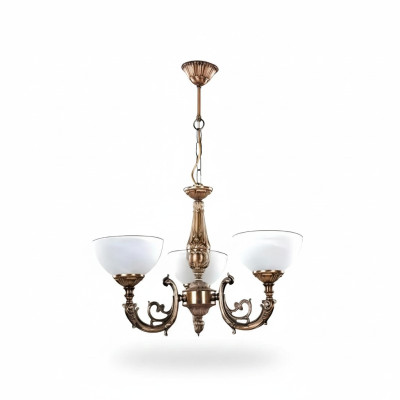 Lámpara de techo antigua, candelabro, lámpara de techo, lámpara de vidrio dorado