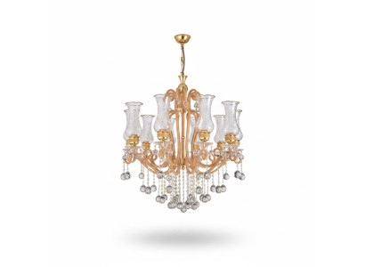 Lámpara de techo de lujo, araña, candelabro, lámpara de techo de cristal dorado.