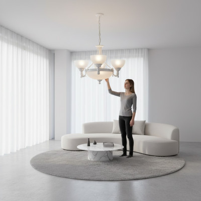 Candelabro Lámpara de techo Lámpara de araña moderna Lámpara de techo de vidrio blanco