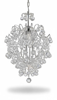 Lámpara de techo de lujo con candelabro de cristal plateado