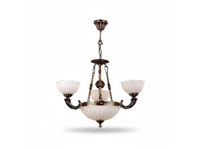 Lámpara de techo blanca con cristal estilo lámpara de araña.