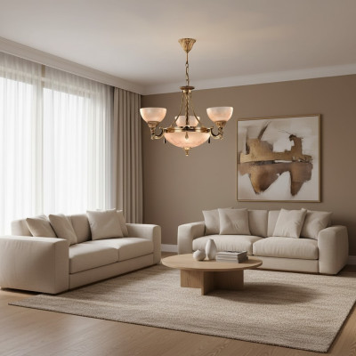 Lámpara de techo lámpara de araña Lámpara de techo Lámpara de araña Lámpara Candelabro de vidrio dorado Beige