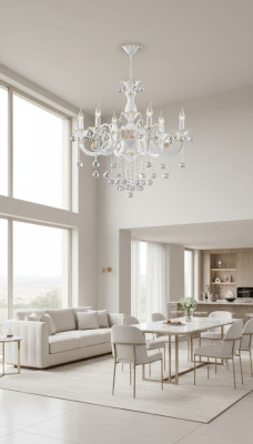 Lámpara de techo de lujo candelabro araña lámpara de techo blanco cristal