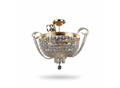 Lámpara de techo de lujo Candelabro Lámpara de techo Lámpara de araña de oro Cristal