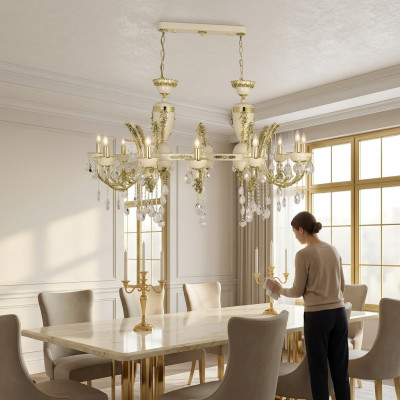 Lámpara Lámpara de techo de lujo Lámpara de araña Lámpara de techo Lámpara beige Cristal