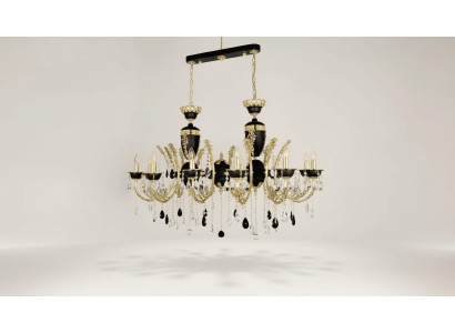 Lámpara de techo de lujo, candelabro de cristal negro, lámpara de techolustre de cristal.