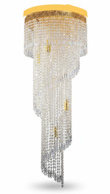 Lámpara de techo de araña de lujo en oro con cristales estilo lustre.