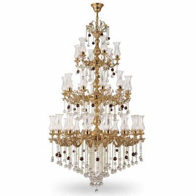 Lámpara de techo de lujo dorada, lámpara de araña de techo de cristal de candelabro 130x280cm