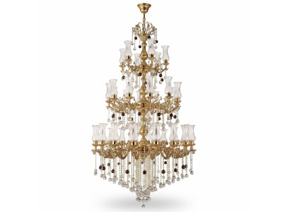 Lámpara de techo de lujo dorada, lámpara de araña de techo de cristal de candelabro 130x280cm
