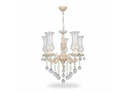 Lámpara de techo clásica de araña de cristal beige.