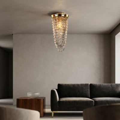 Lámpara de techo de lujo, candelabro, lámpara de techo dorada, lámpara de araña de cristal elegante.