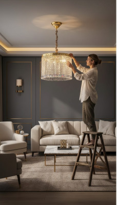 Lámpara de techo Candelabro Lámpara de araña Oro Lámpara de araña de cristal