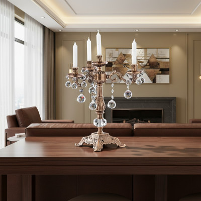 Portavelas clásico Candelabro de oro con portavelas Candelabro de velas