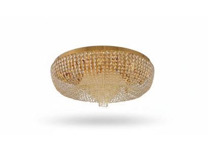 Lámpara de techo de araña de lujo de oro de cristal.