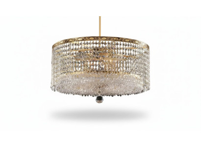Lujosa lámpara de techo de araña de lujo en oro, lámpara de techo redonda de cristal estilo lustre