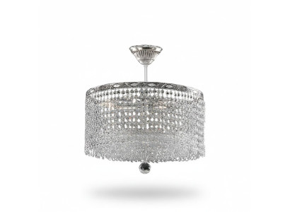 Lámpara de techo redonda, lámpara de techo de cristal de lujo, candelabro plateado, lámpara de araña.