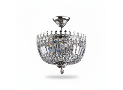 Lámpara de techo de lujo en plata, candelabro, lámpara de techo, lámpara de araña de cristal.