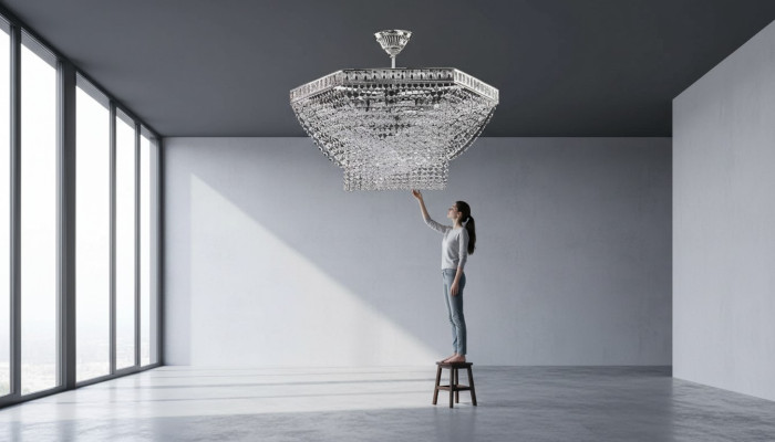 Lujoso candelabro de araña de techo plateado lámpara de techo de cristal