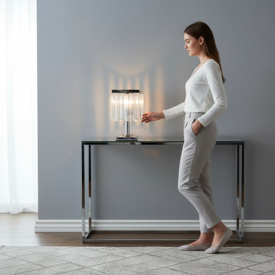 Lámpara de mesa Lámpara de mesa lámpara luces plata lámparas mesa cristal