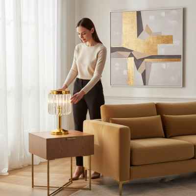 Lámpara de mesa, lámpara de mesa, lámpara, luces, lujo, dorado, lámparas, mesa, cristal