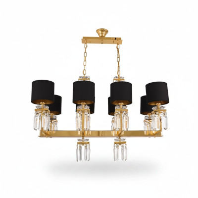 Lámpara de techo candelabro dorado, lámpara de techo lustre de cristal negro