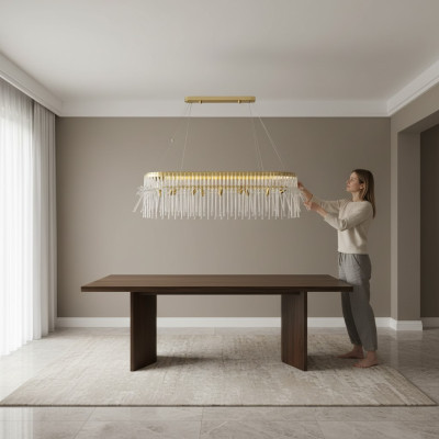 Mesa de comedor lámpara lámpara de techo lámpara de araña lámpara de techo lujo oro lámpara de araña cristal