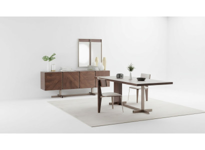 Comedor Mesa de comedor Grupo de sillas Aparador 8 piezas Mesa de madera Marrón Grupo de comedor
