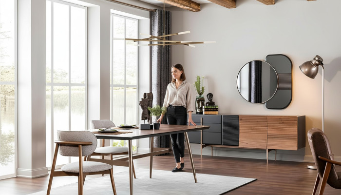 Mueble de sala de lujo, tocador con espejo, cómoda, mesa de centro, juego de muebles de comedor completamente nuevo.