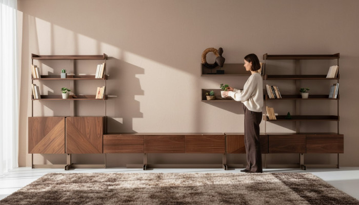 Moderna pared de armario, vitrinas de salón, estantería para TV, muebles de salón de madera, nuevo.