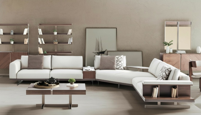 Sofá de tela sofá de esquina en forma de L sofá de tela sofás gris muebles modernos sofás