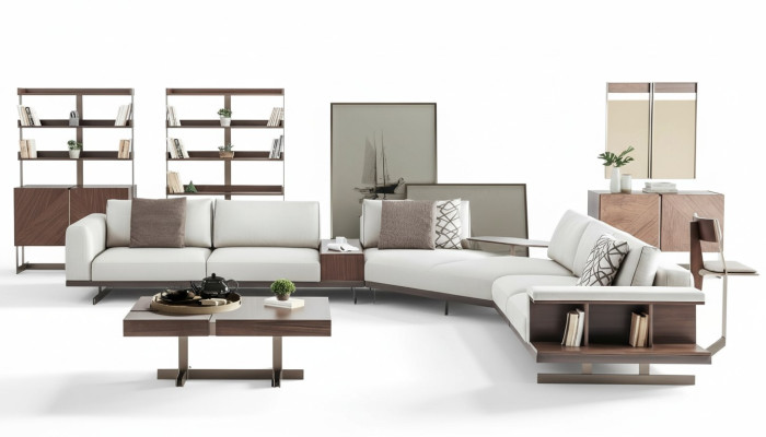 Sofá de tela sofá de esquina en forma de L sofá de tela sofás gris muebles modernos sofás
