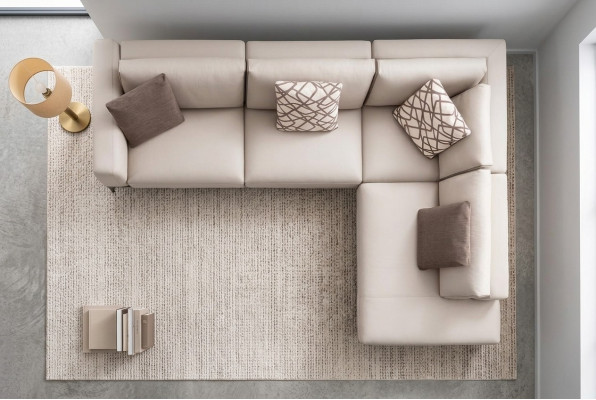 Sofá esquinero de tela en forma de L Sofás de tela gris modernos Mesa de salón