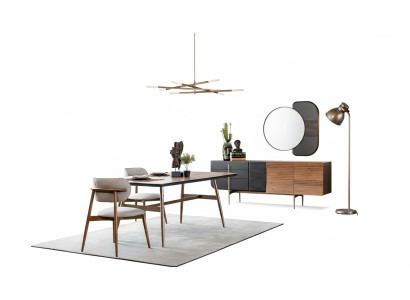 Grupo de comedor Comedor Mesa de comedor Sillas Aparador Juego de 7 piezas Madera Marrón Nuevo